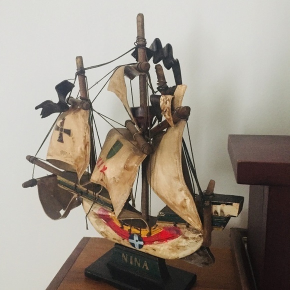 Handmade vintage Nina pirate ship